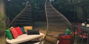 Ghế mây nhựa ngoài trời cho sân vườn, ban công, hồ bơi