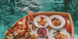 Khay nổi đồ ăn hồ bơi nhựa giả mây