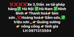 Tìm hàng hóa cho xe; tải 3.5 tấn tại Hà Nội