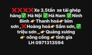 Tìm hàng hóa cho xe; tải 3.5 tấn tại Hà Nội